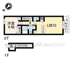 向日葵 1LDKの間取図画像