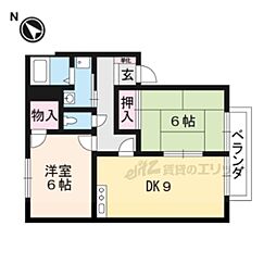ポピュレールA棟 2LDKの間取図画像