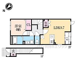 水口町新城新築アパート 1LDKの間取図画像