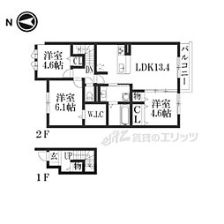 セジュールウワト 3LDKの間取図画像
