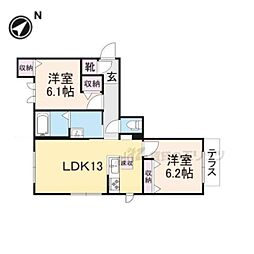 バージェボ力 2LDKの間取図画像