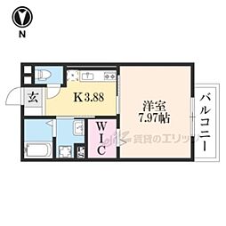 ベルエール地福寺 1Kの間取図画像
