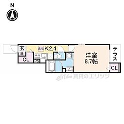 ミ・リブロ彦根駅北弐番館 1Kの間取図画像