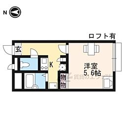 レオパレス南小路 1Kの間取図画像
