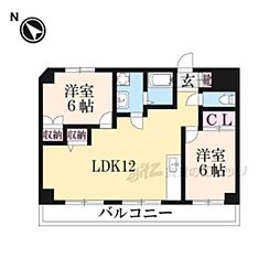 ソレイユ千 2LDKの間取図画像