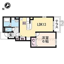 モルトベーネ2 1LDKの間取図画像