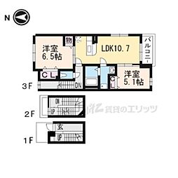 ベストウォールアヅチ2 2LDKの間取図画像