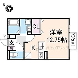 サンローズB ワンルームの間取図画像