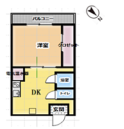 第27宮庭マンション 1DKの間取図画像