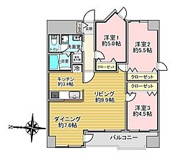 ライオンズマンション中島公園通り 3LDKの間取図画像