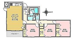 メゾンドルチェ平岸第3 3LDKの間取図画像