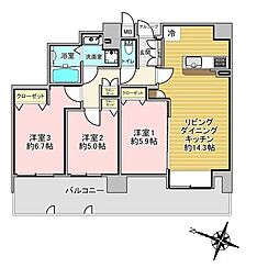 ダイアパレス美術館通 3LDKの間取図画像