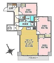 三和ハイツ本郷 3LDKの間取図画像