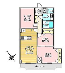 第2ユーカラハイツ 2SLDKの間取図画像