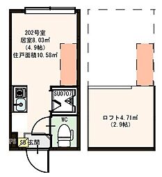 ハーモニーテラス町屋5 ワンルームの間取図画像