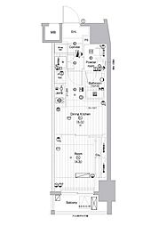 プレミアムキューブ亀戸 1DKの間取図画像