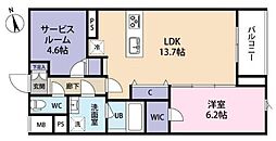 SPコート興野 1SLDKの間取図画像