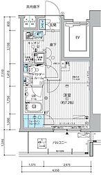 メインステージ三田アーバンスクエア 1Kの間取図画像