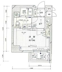 メインステージ押上2 1Kの間取図画像