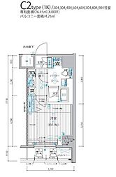 メインステージ三ノ輪3 1Kの間取図画像