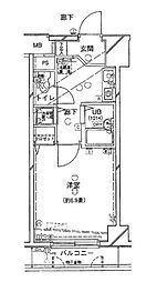 シンシア学芸大学セカンドステージ 1Kの間取図画像