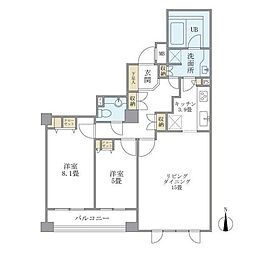 アパートメンツ東山 2LDKの間取図画像