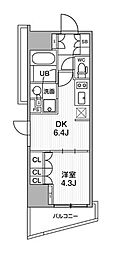 シーズンフラッツ大井町 1DKの間取図画像