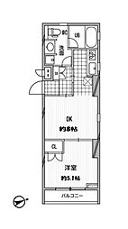 パシフィックコート中延 1DKの間取図画像