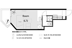 パステルコート神田岩本町 ワンルームの間取図画像