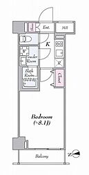 エグザ東京イーストヴェローナ 1Kの間取図画像