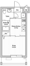 アーバンパーク六町 1DKの間取図画像