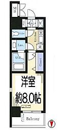 ドゥーエ蔵前 1Kの間取図画像