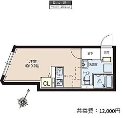 REPURE竹の塚レジデンス ワンルームの間取図画像