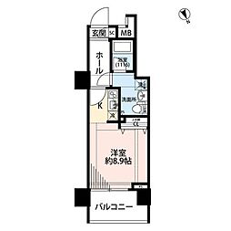 プレール・ドゥーク東新宿3 ワンルームの間取図画像