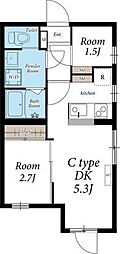 CLUBFLATSHIMOUMA 1LDKの間取図画像