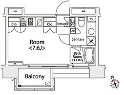 カスタリア戸越 ワンルームの間取図画像