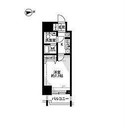 プレール・ドゥーク北千住 1Kの間取図画像