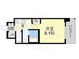 グランカーサ高井田 11階1Kの間取り
