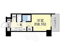 プレサンス大阪城公園パークプレイス 1Kの間取図画像