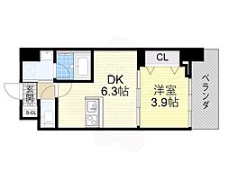 ヴィーナス今里 1DKの間取図画像