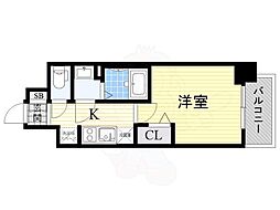 プレサンス上町台筆ヶ崎NORTH 1Kの間取図画像
