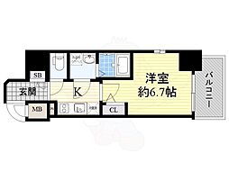 エスリード大阪上本町ブランシュ 1Kの間取図画像