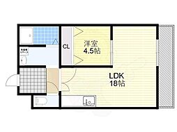 グリーンハイツ長堂 1LDKの間取図画像