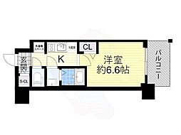 プレサンス天王寺ノースヴィアーレ 1Kの間取図画像