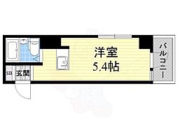 パークサイド上本町駅前 ワンルームの間取図画像