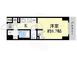 ドゥーエ玉造 1Kの間取図画像