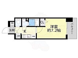エスリード大阪城PREMIER 1Kの間取図画像