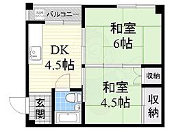 マック北巽 2Kの間取図画像