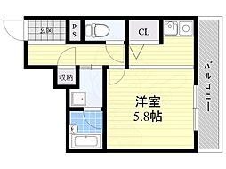 グラン・ピア真田山 1Kの間取図画像