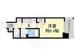 プレサンス上町台筆ヶ崎SOUTH 1Kの間取図画像